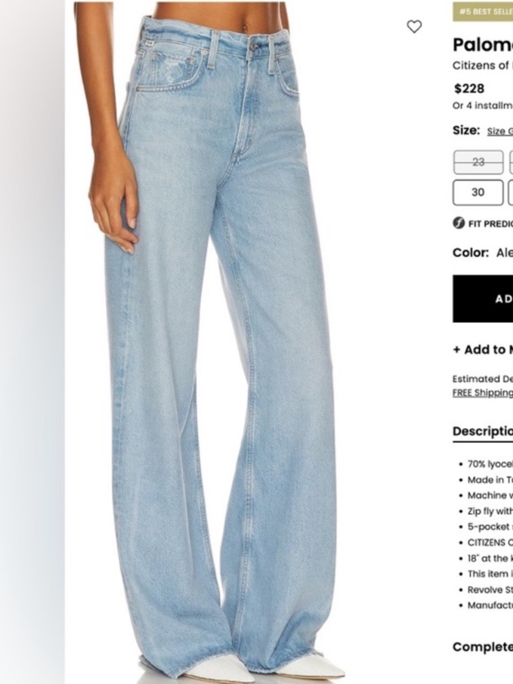 Citizens Of Humanity Light Blue Wide-Leg High-Rise Jeans